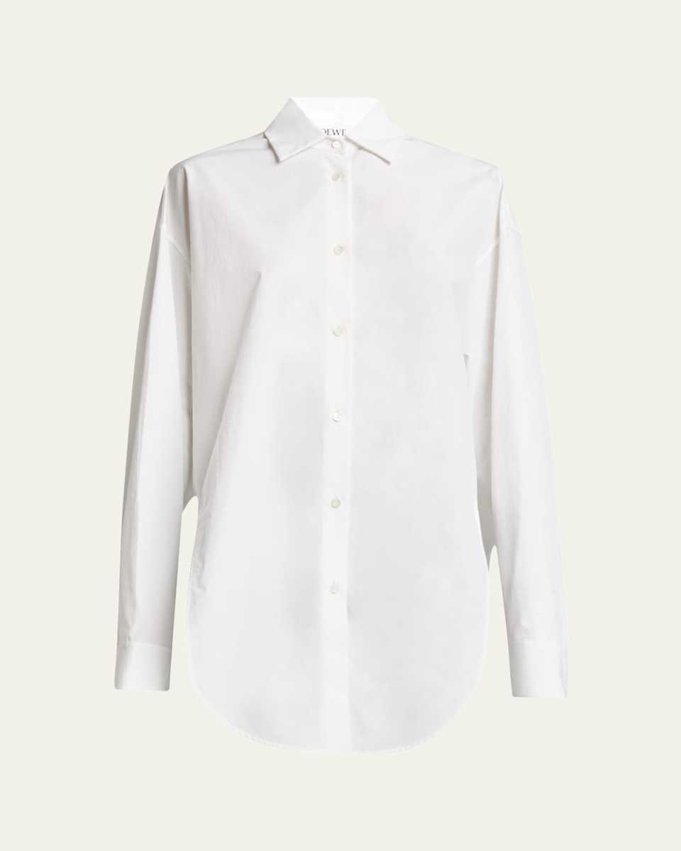 Round-Hem Button-Down Blouse